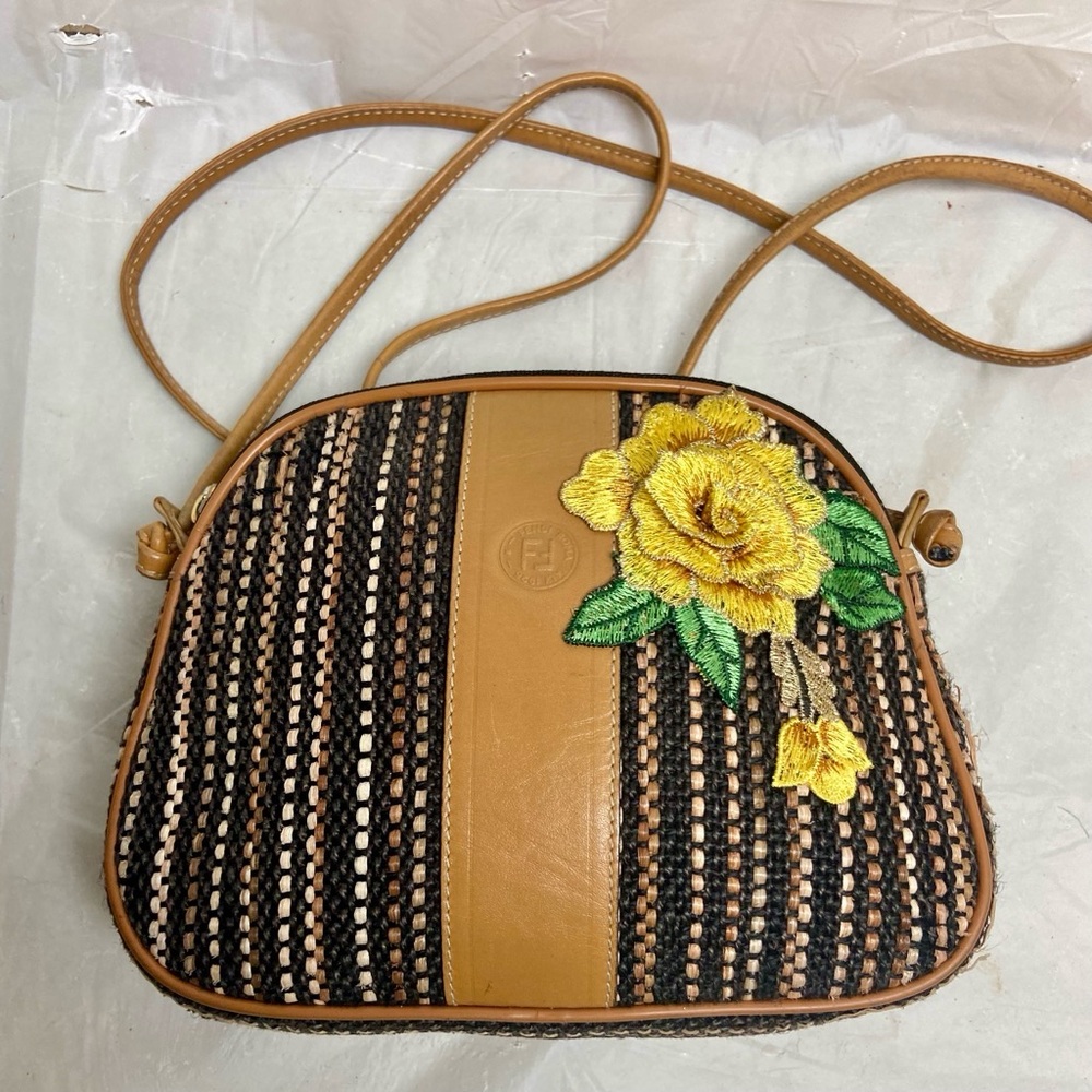 Authentic, Rare, Fendi, Small Tweed Crossbody Bag 8in x 6.5in x 2in